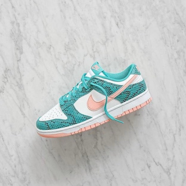 Nike Dunk Low Snakeskin Washed Teal Bleached Coral